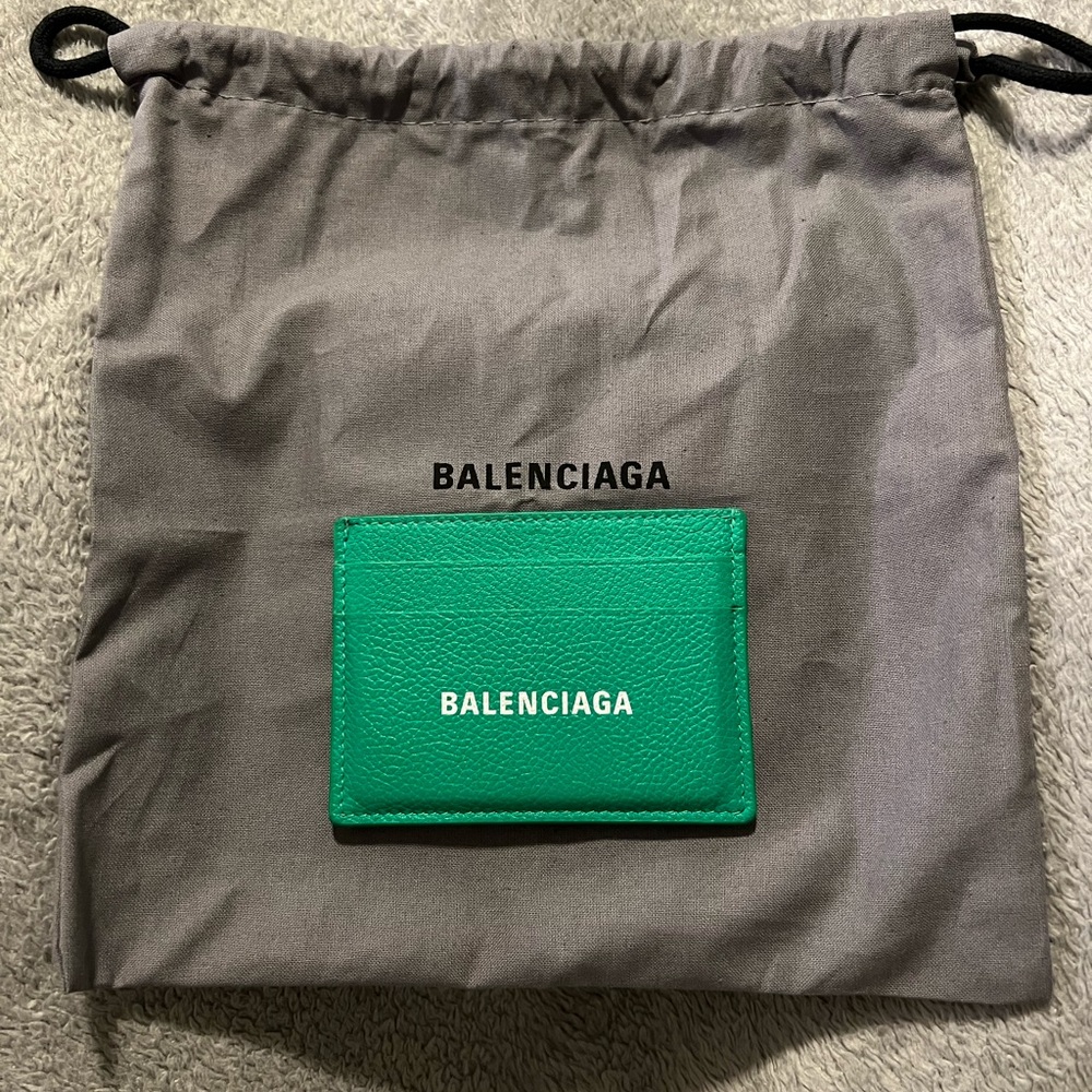 Balenciaga Cash Logo Leather Card Case